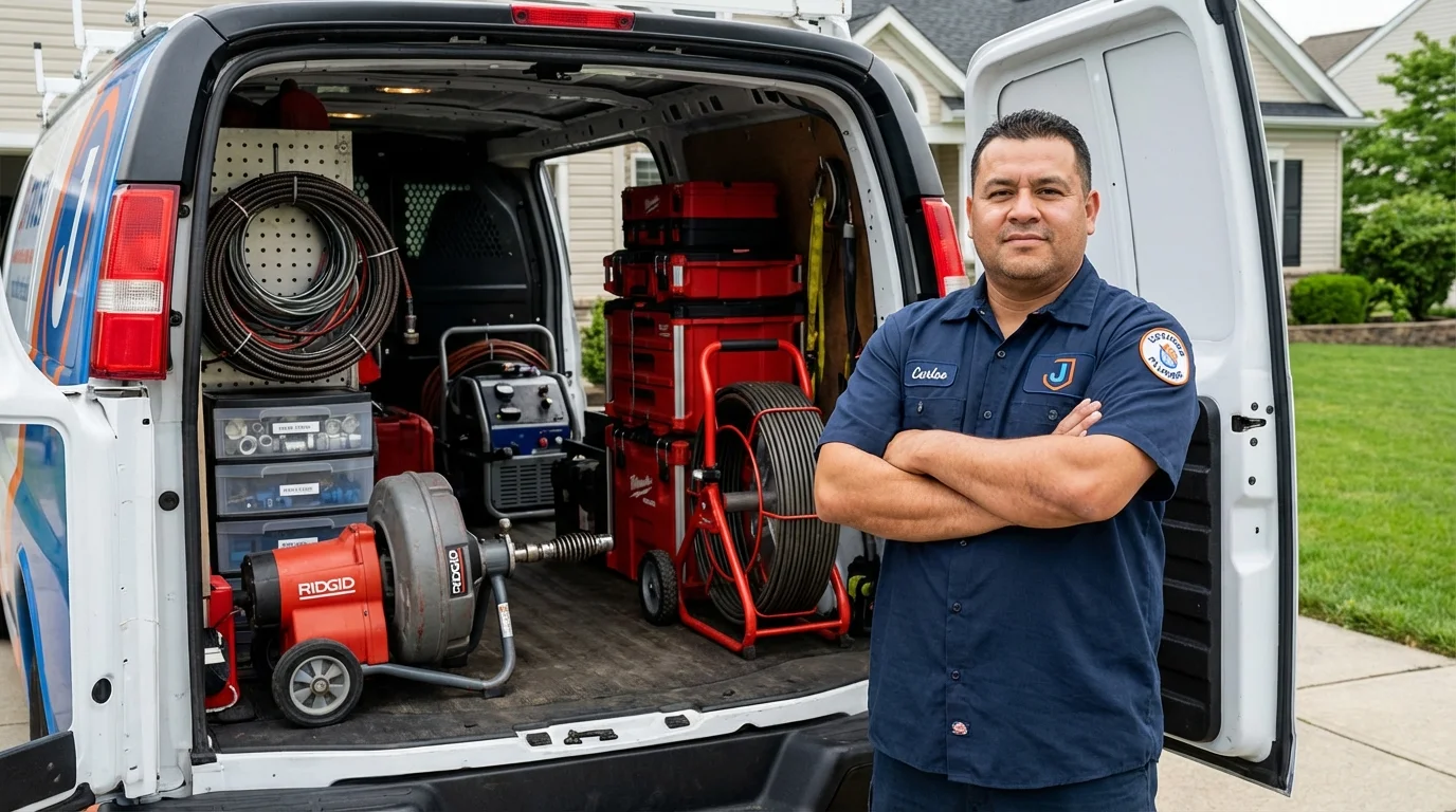 Professional drain cleaning equipment and Johns Plumbing LLC plumber in Hettinger