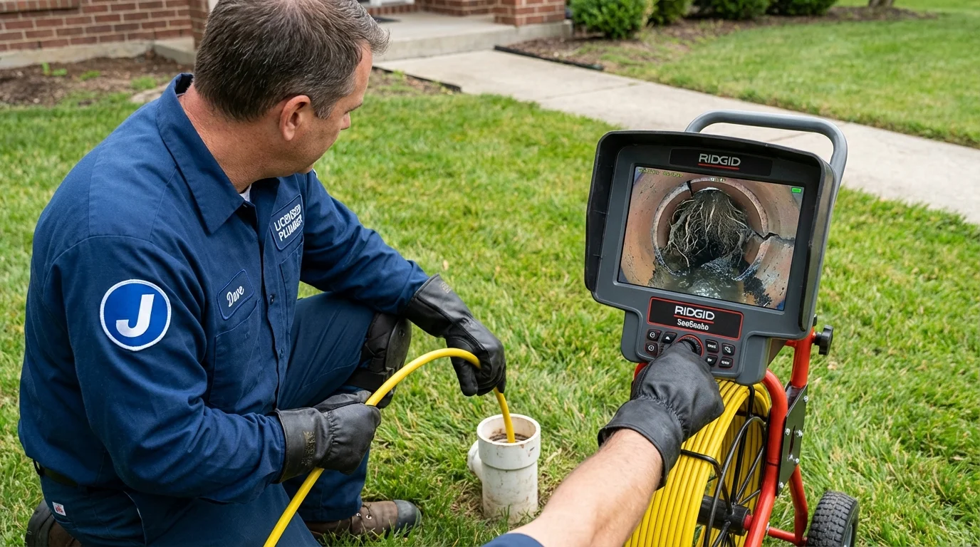 Sewer camera inspection being performed by Johns Plumbing LLC in Hettinger